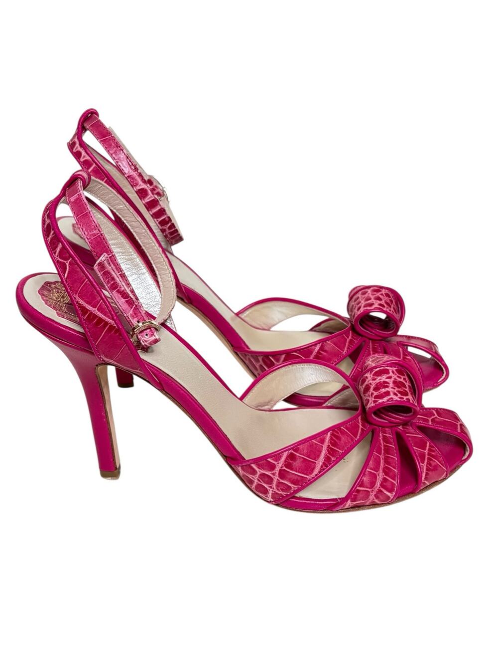 Christian Dior Crocodile Embossed Leather Karma Sandal Violet Moyen 37.5 7.5